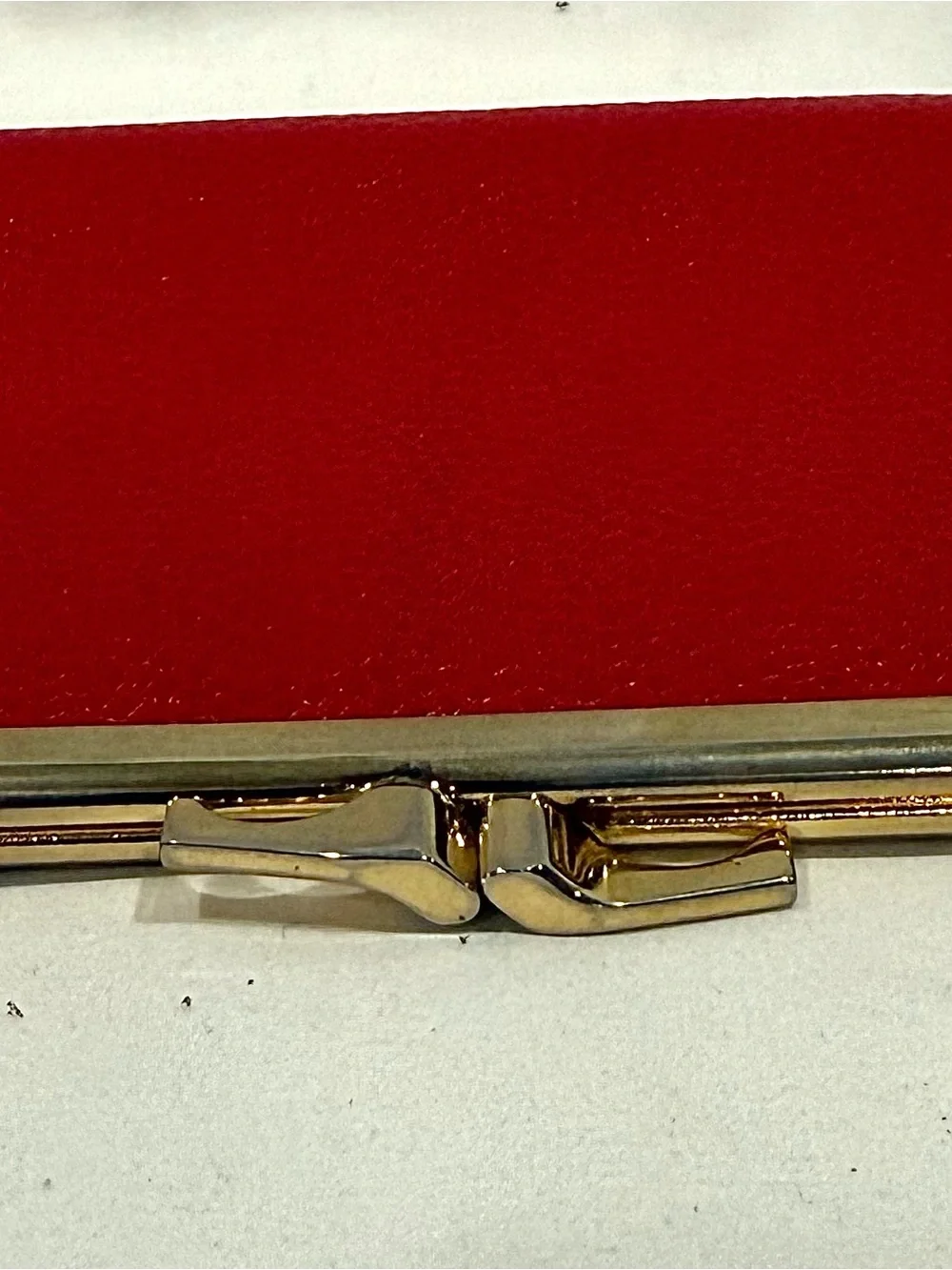Dior Red Pebbled Leather Compact Coin Purse Wallet with Gold Hardware